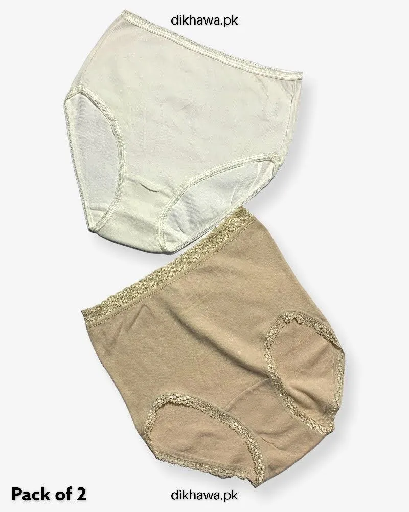 Pack of 2 Imported Stocklot Branded Cotton Panty Stretchable Cotton Lace Panty 2021