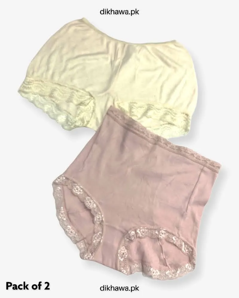 Pack of 2 Imported Stocklot Branded Cotton Panty Stretchable Cotton Lace Panty 2021