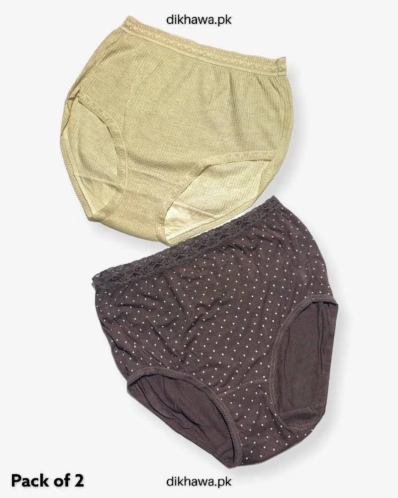 Pack of 2 Imported Stocklot Branded Cotton Panty Stretchable Cotton Lace Panty 2021