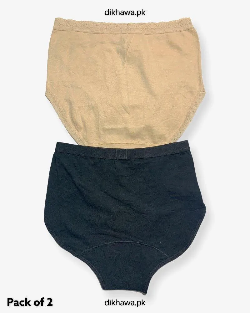 Pack of 2 Imported Stocklot Branded Cotton Panty Stretchable Cotton Lace Panty 2021