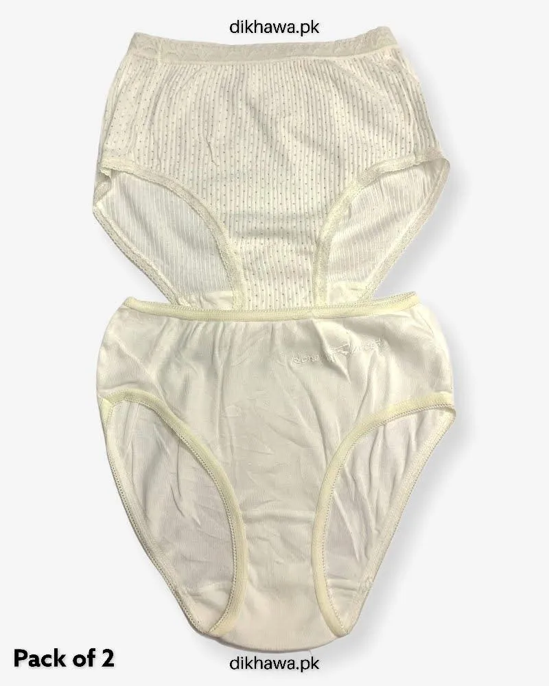 Pack of 2 Imported Stocklot Branded Cotton Panty Stretchable Cotton Lace Panty 2021