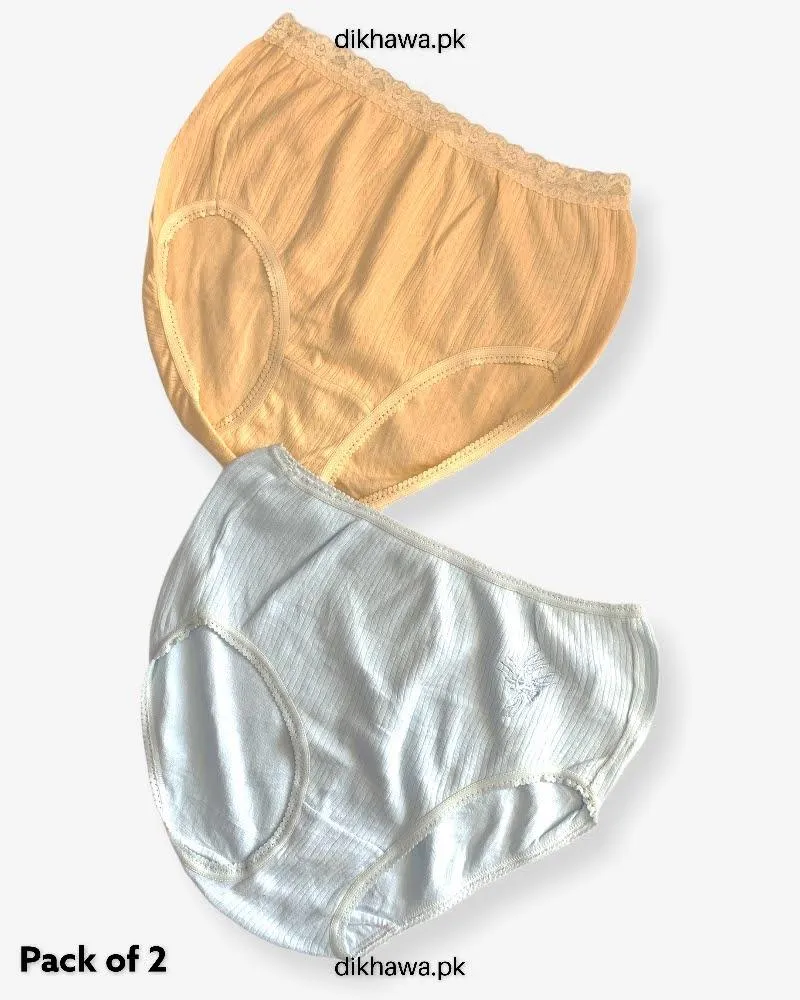 Pack of 2 Imported Stocklot Branded Cotton Panty Stretchable Cotton Lace Panty 2021