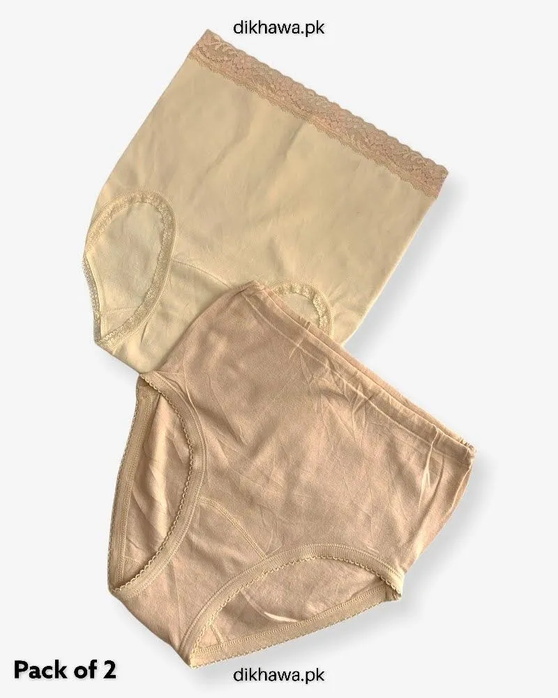 Pack of 2 Imported Stocklot Branded Cotton Panty Stretchable Cotton Lace Panty 2021