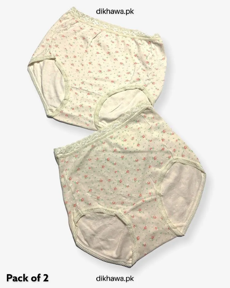 Pack of 2 Imported Stocklot Branded Cotton Panty Stretchable Cotton Lace Panty 2021
