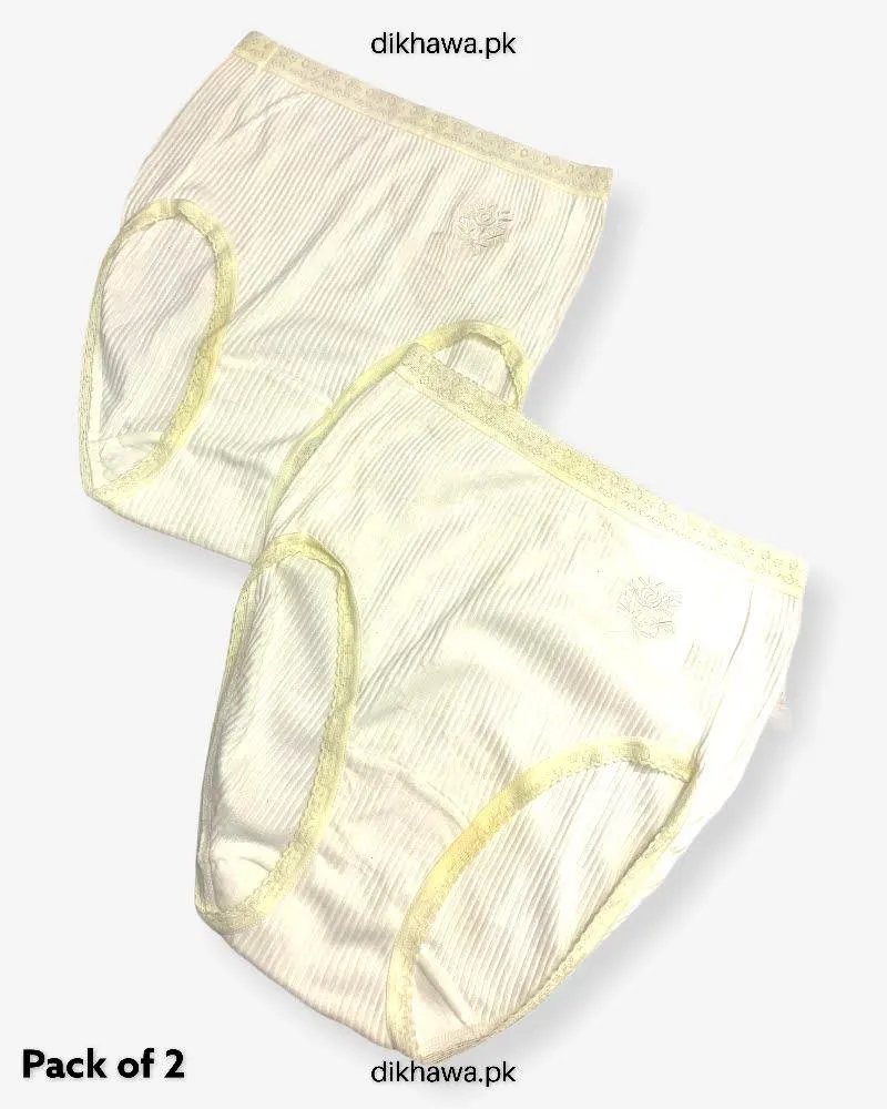 Pack of 2 Imported Stocklot Branded Cotton Panty Stretchable Cotton Lace Panty 2021