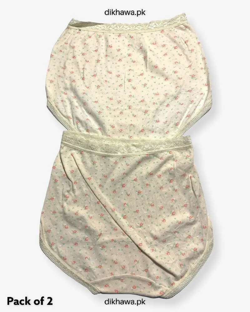 Pack of 2 Imported Stocklot Branded Cotton Panty Stretchable Cotton Lace Panty 2021
