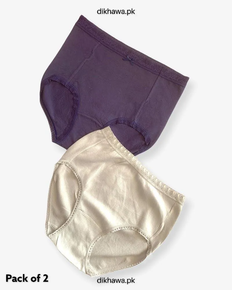 Pack of 2 Imported Stocklot Branded Cotton Panty Stretchable Cotton Lace Panty 2021