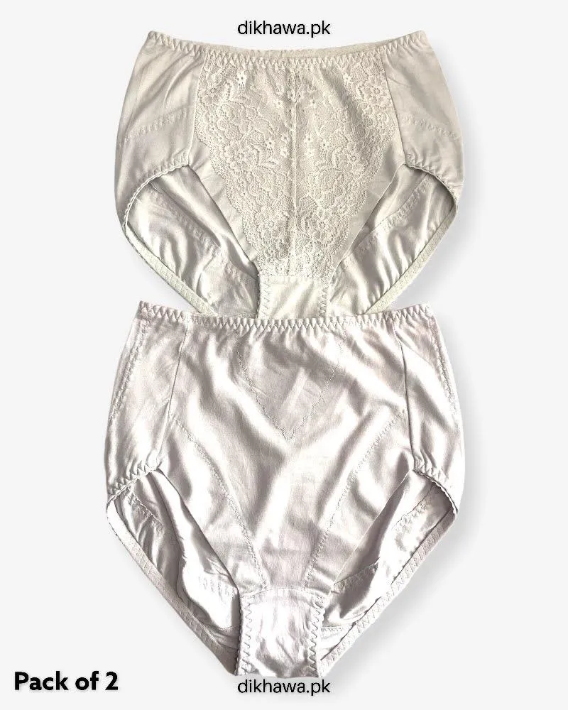 Pack of 2 Imported Stocklot Branded Cotton Panty Stretchable Cotton Lace Panty 2021