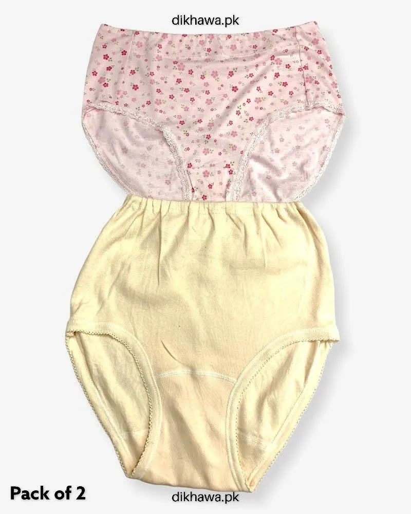 Pack of 2 Imported Stocklot Branded Cotton Panty Stretchable Cotton Lace Panty 2021