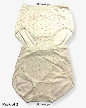 Pack of 2 Imported Stocklot Branded Cotton Panty Stretchable Cotton Lace Panty 2021