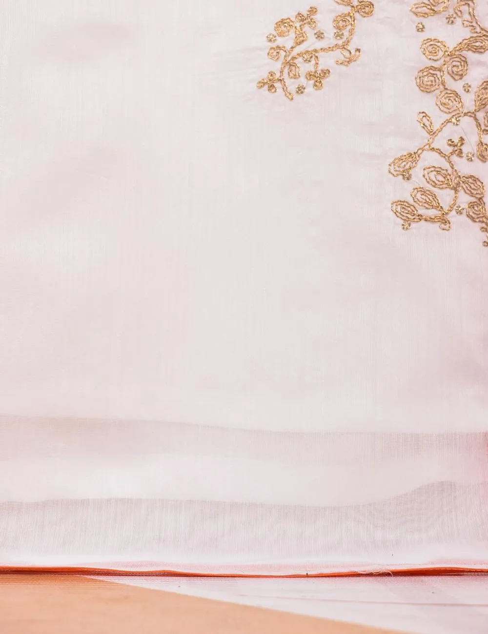 Paper Cotton Stitched Kurti With Dori Embroidery - Magnolia (TS-069A-White)