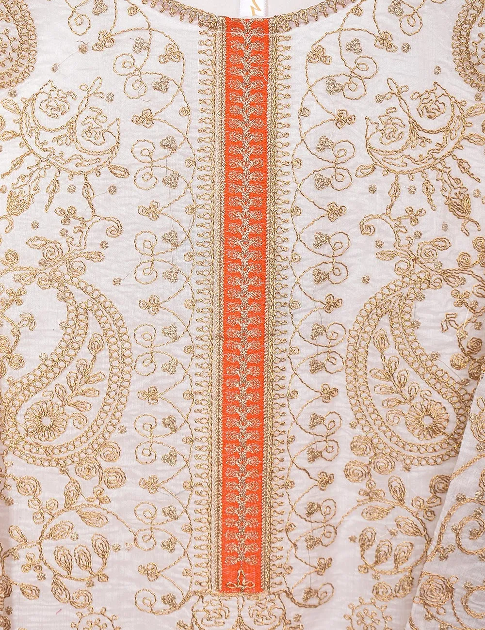 Paper Cotton Stitched Kurti With Dori Embroidery - Magnolia (TS-069A-White)