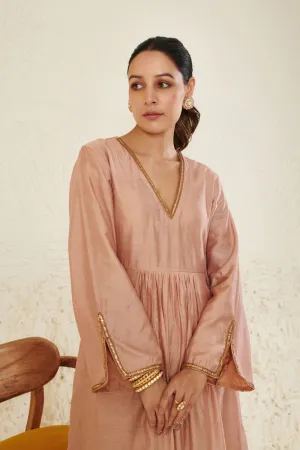 Peach Embroidered Kurta Set