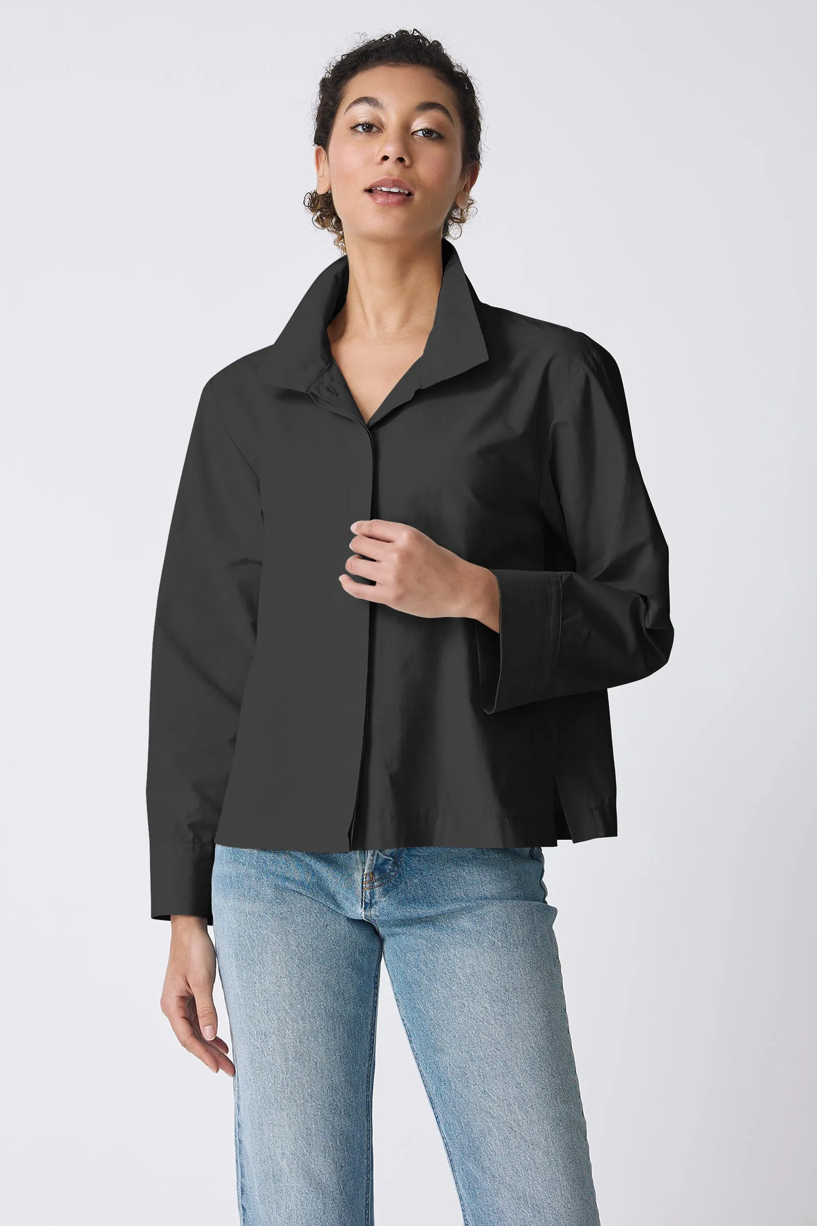 Peggy Shirt Jacket - Black Broadcloth
