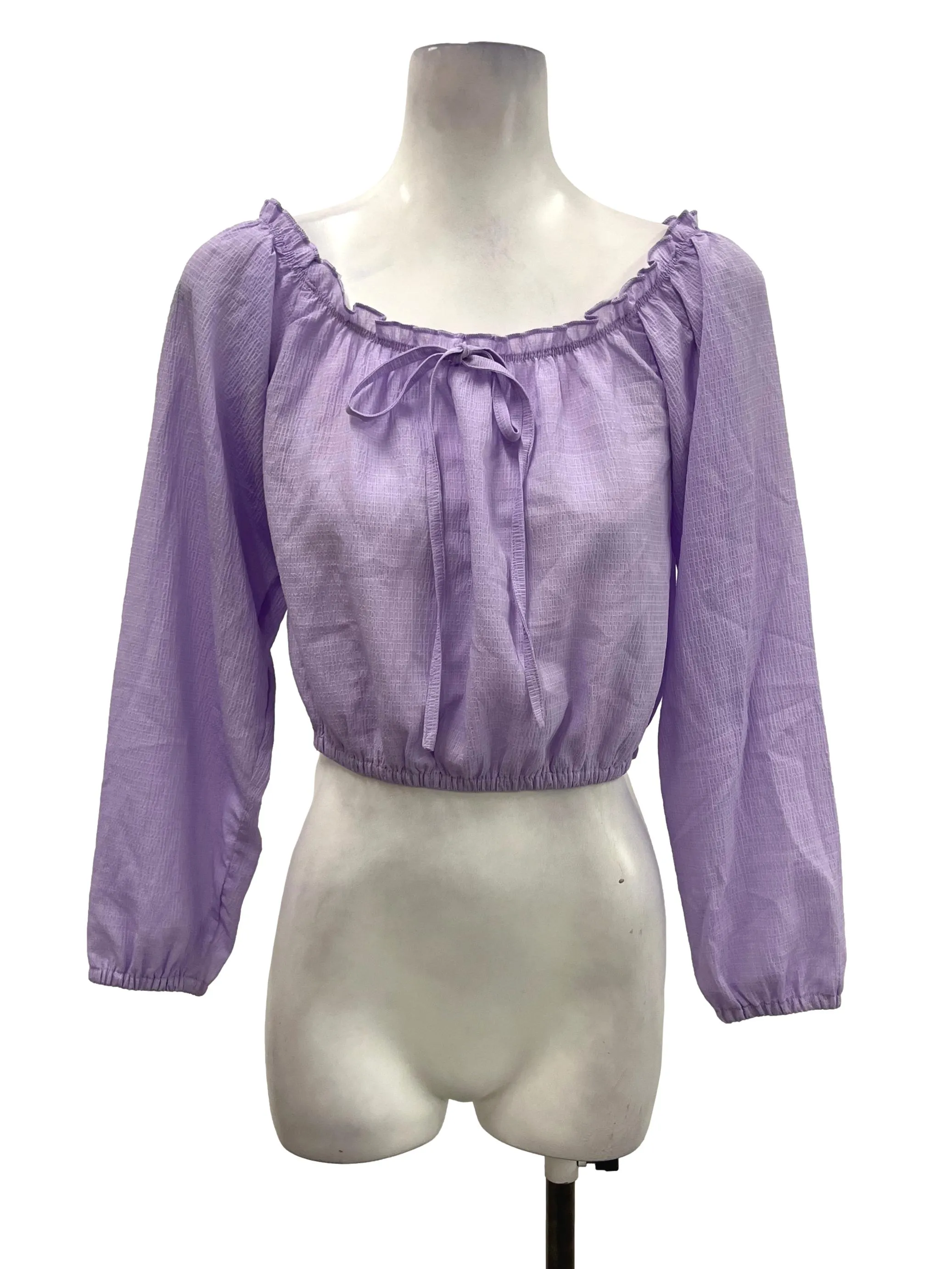 Periwinkle Textured Bow Detail Blouse