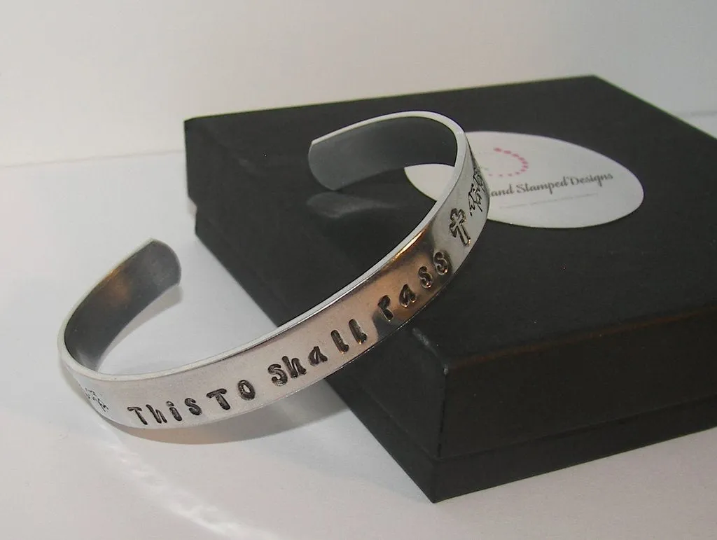 personalized This too shall pass custom hand stamped cuff bracelet, personalized mom jewelry