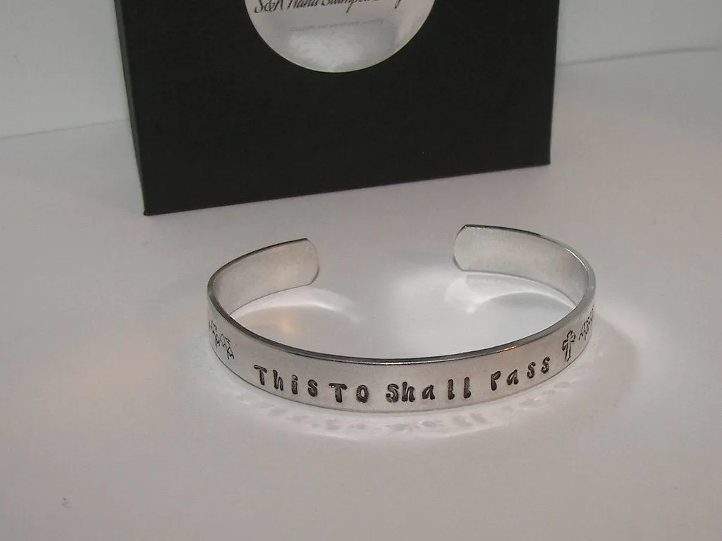 personalized This too shall pass custom hand stamped cuff bracelet, personalized mom jewelry