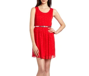 Pleated Belted Dress