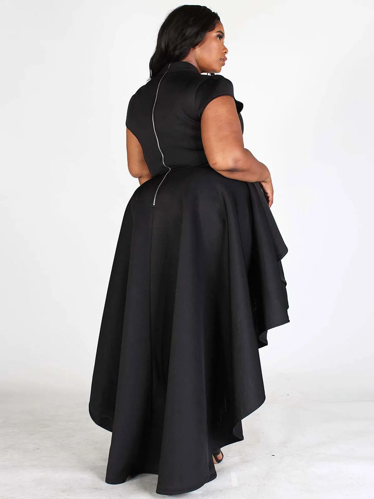 PLUS SIZE SHORT SLEEVES RUFFLE HIGH-LOW TOP/DRESS
