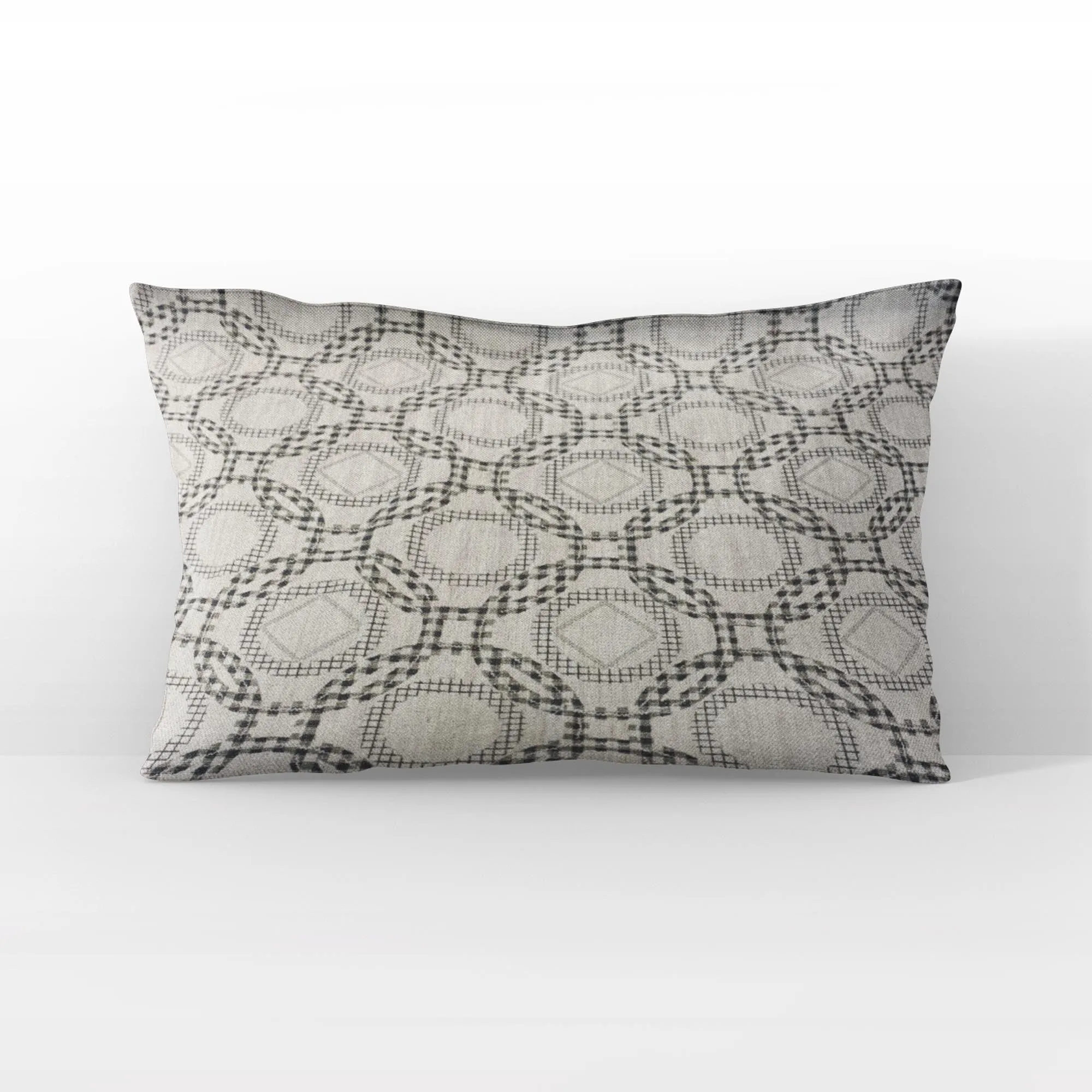 Plutus Beige Gray Serene Circles Circle Luxury Throw Pillow
