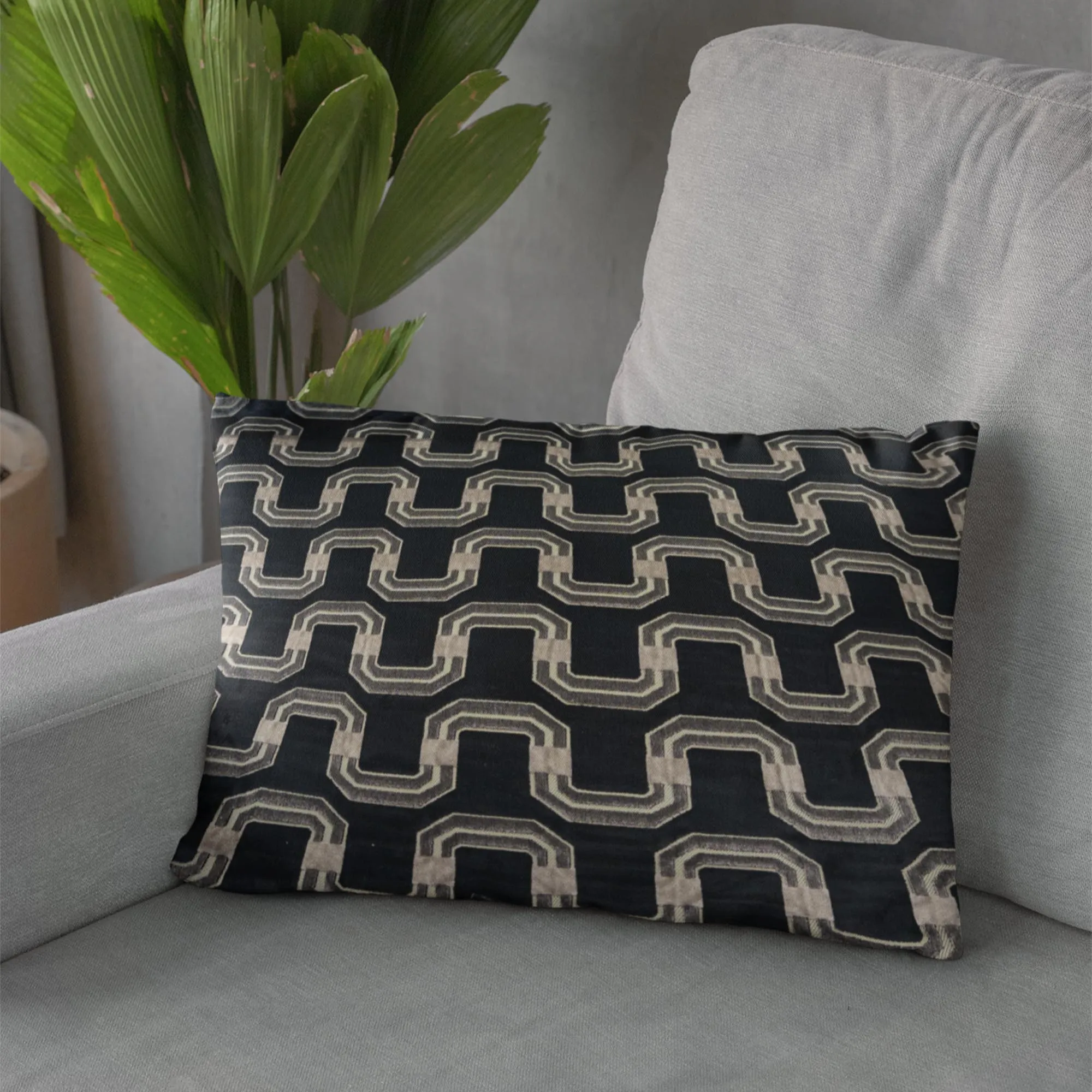 Plutus Black Beige Timeless Twist Chevron Luxury Throw Pillow
