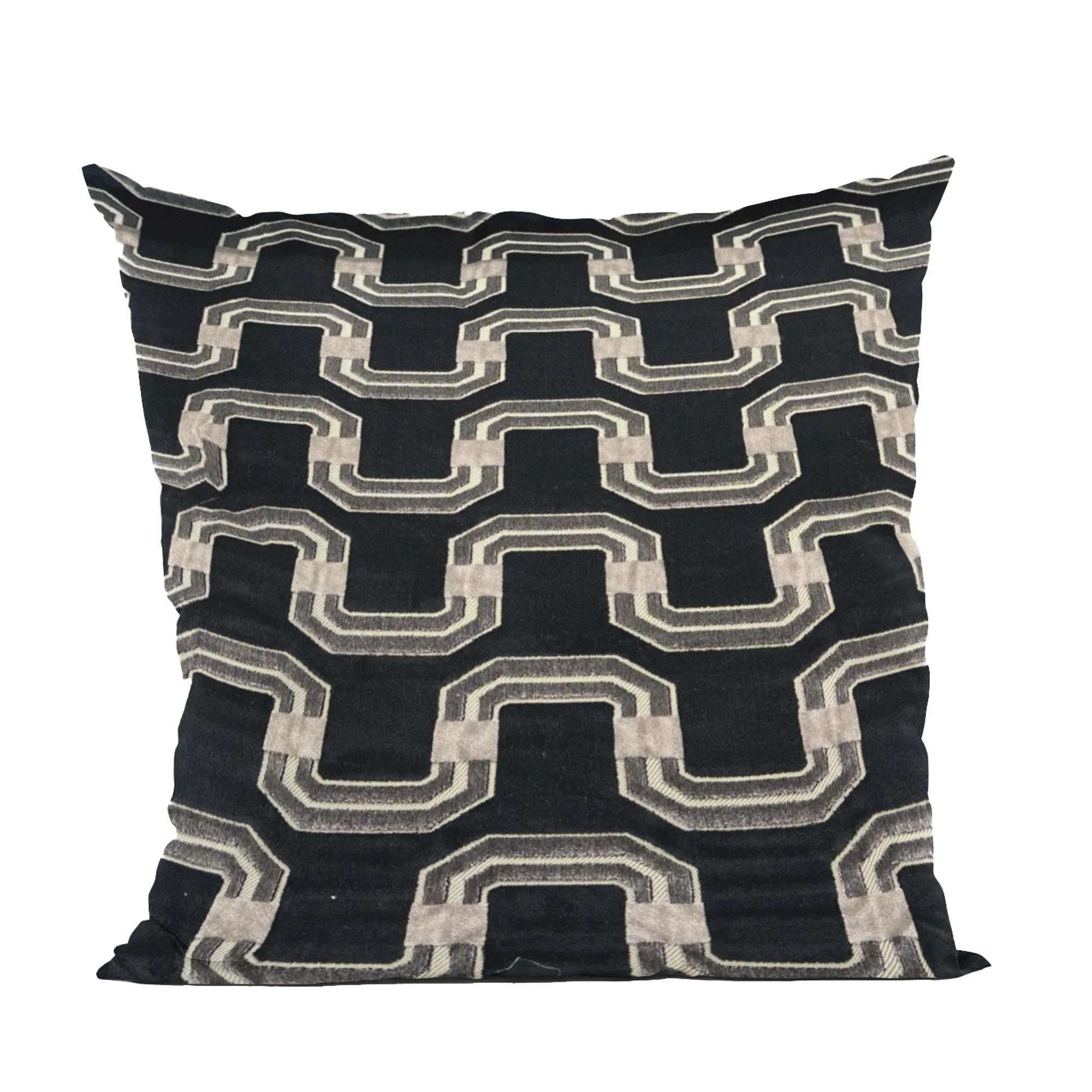 Plutus Black Beige Timeless Twist Chevron Luxury Throw Pillow