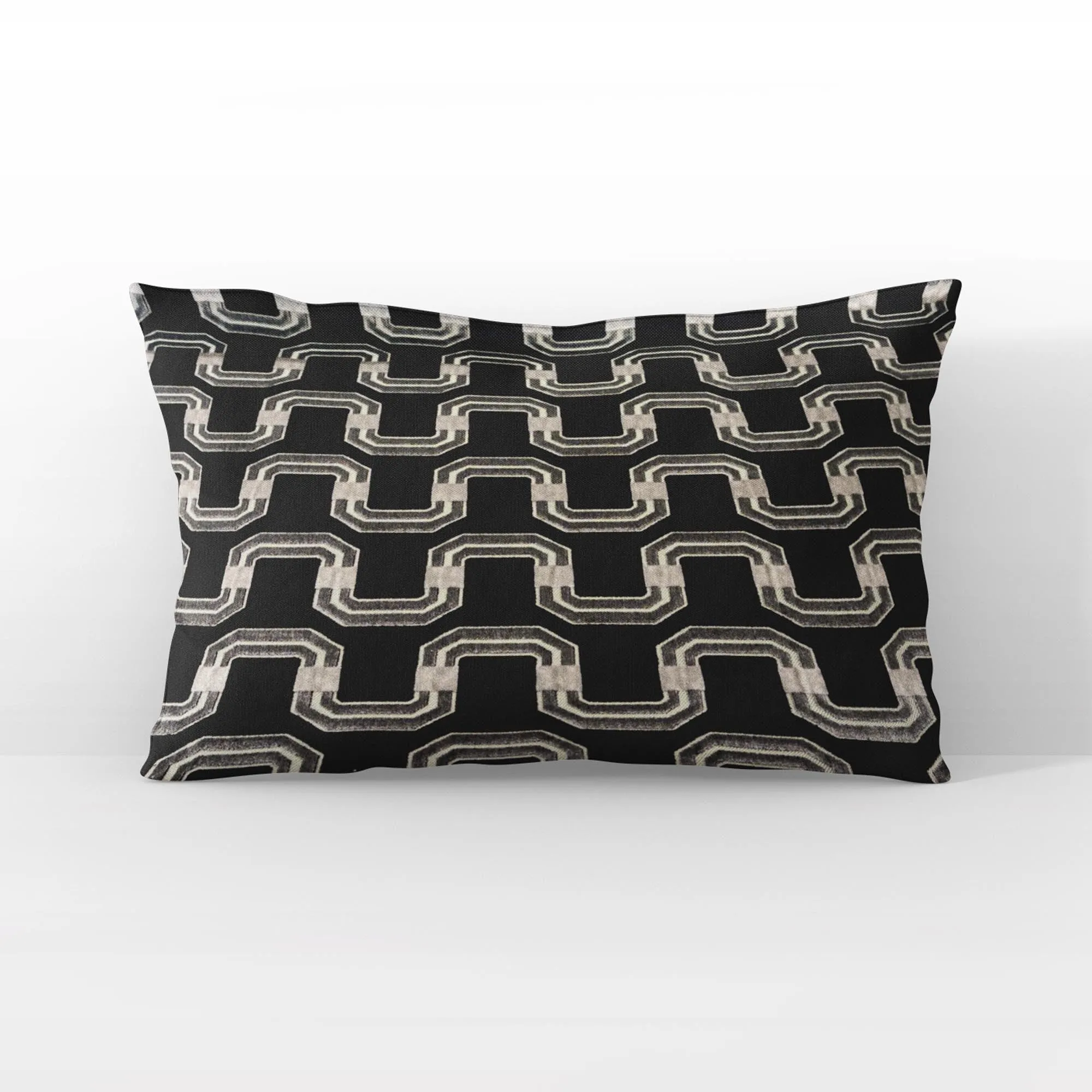 Plutus Black Beige Timeless Twist Chevron Luxury Throw Pillow