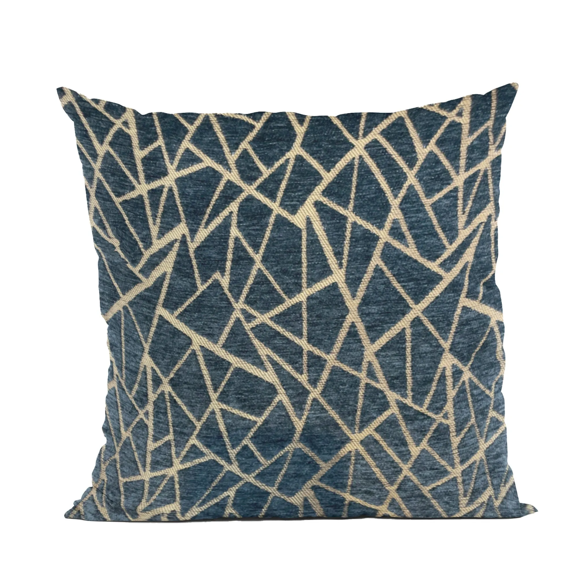 Plutus Shattered Prism Geometric Navy Gold Velvet Luxury Throw Pillow