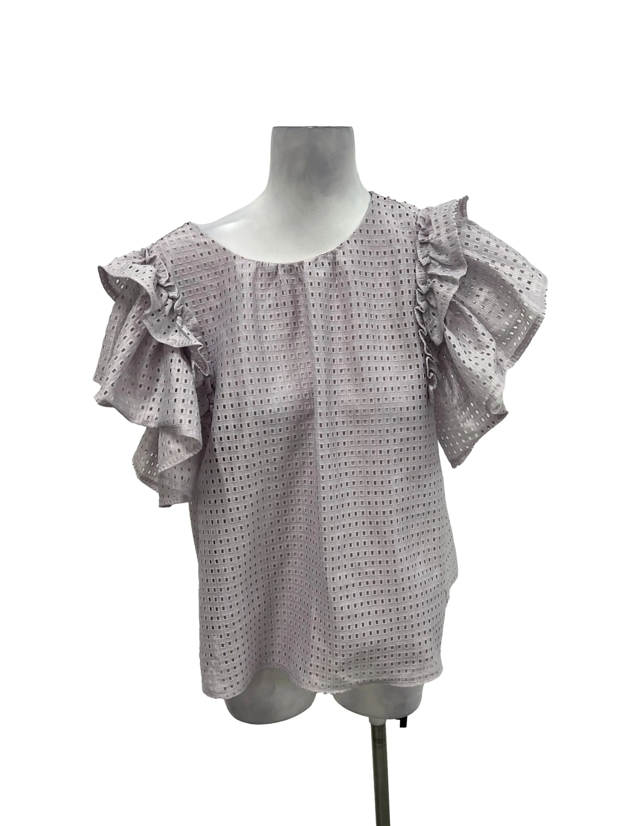 Purple Eyelet Shift Top