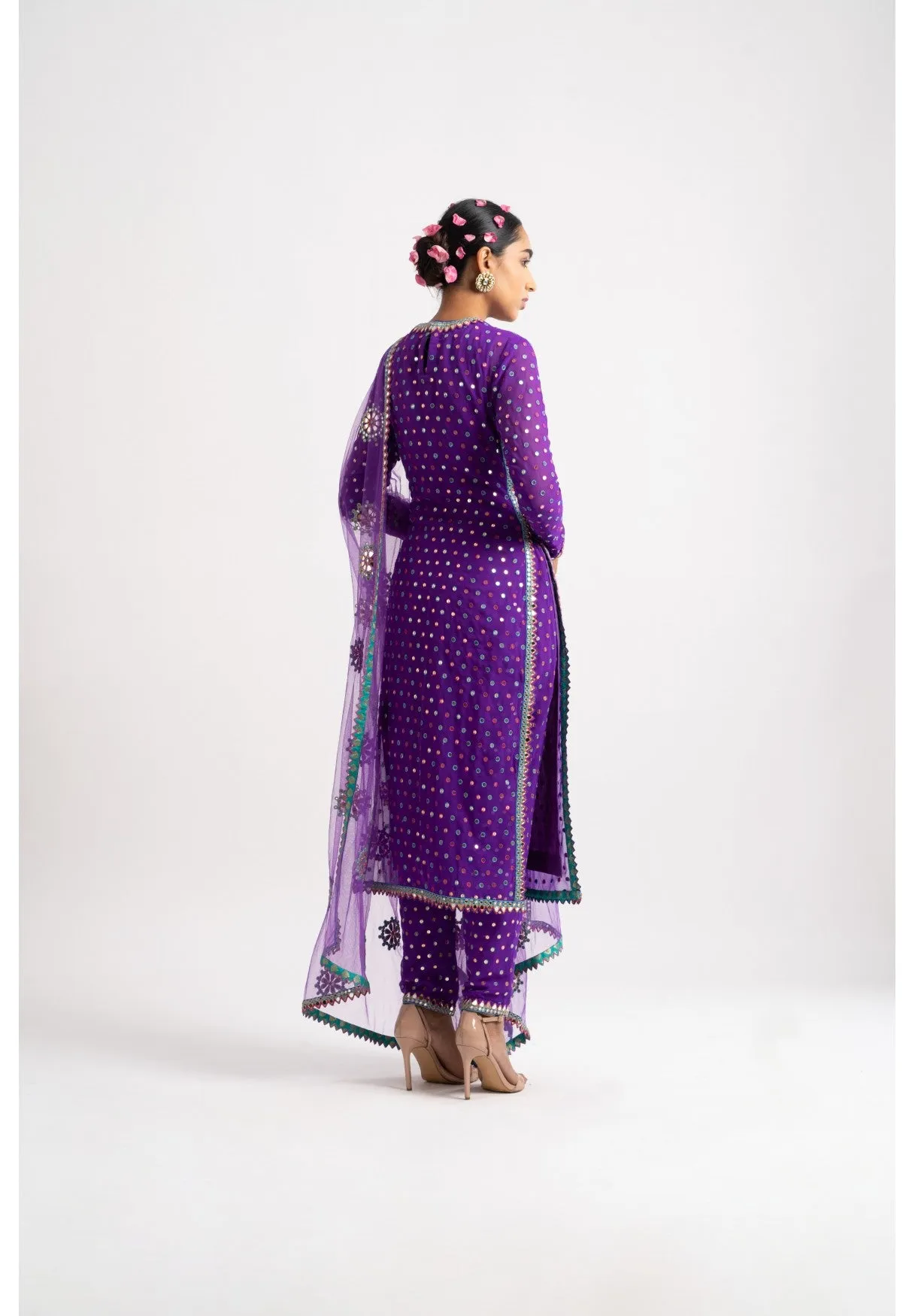 Purple Multi Polka Pant Kurta Set