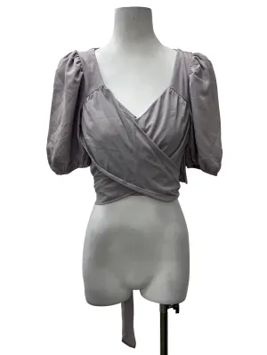 Purple Self Tie Puff Sleeve Top TTR