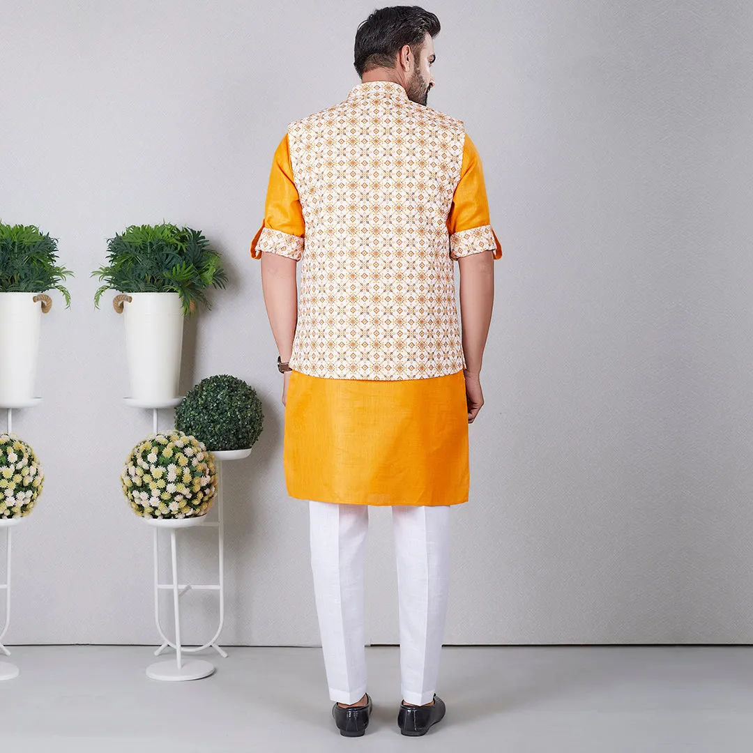 Radiant Splendor Golden Custard Yellow Kurta Bandi Set