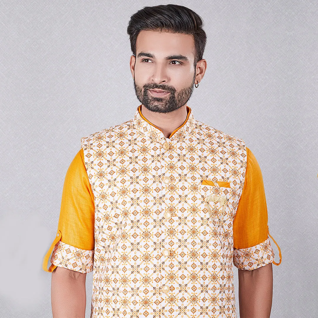 Radiant Splendor Golden Custard Yellow Kurta Bandi Set