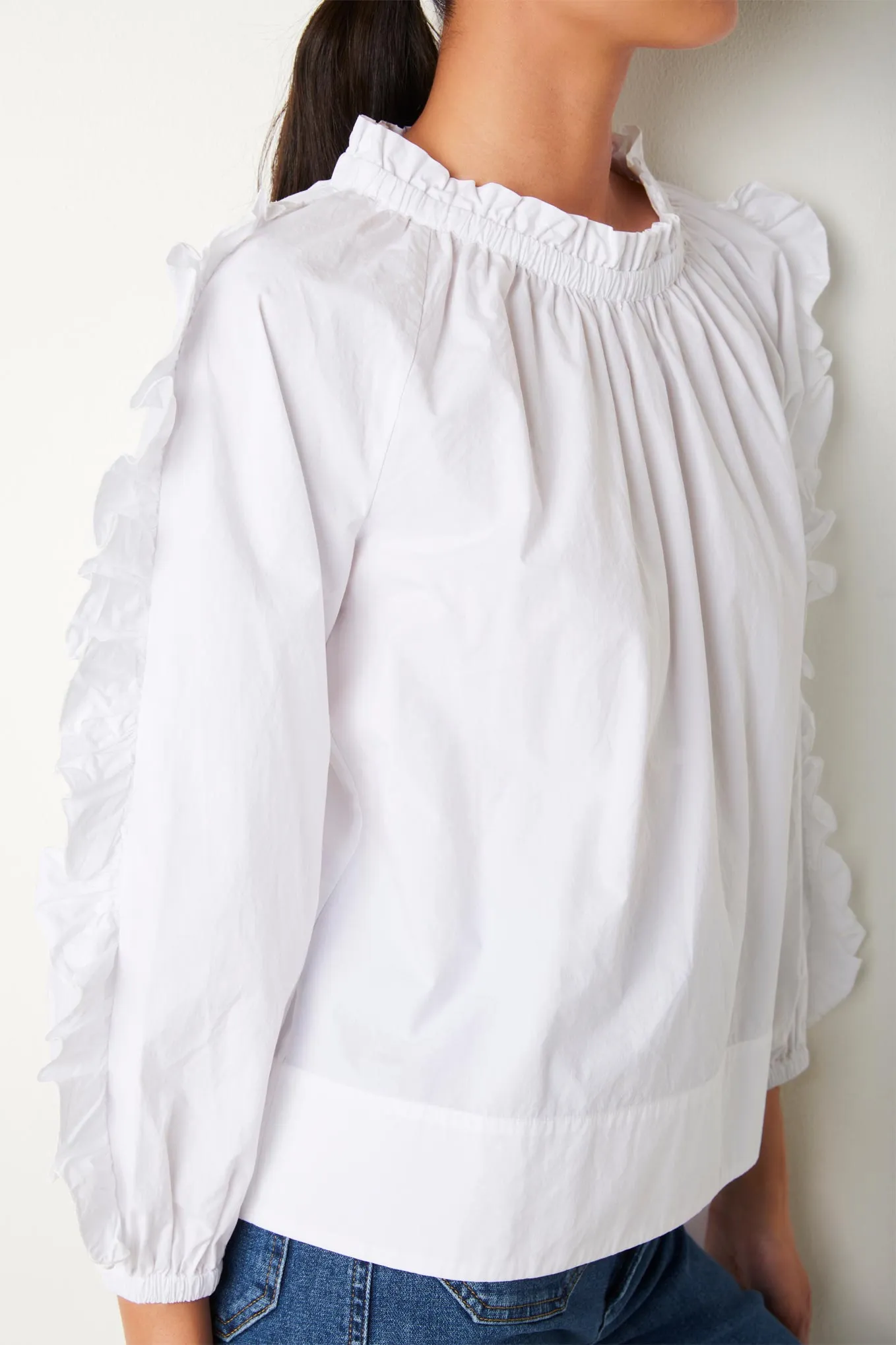 Rae Ruffle Sleeve Top - White