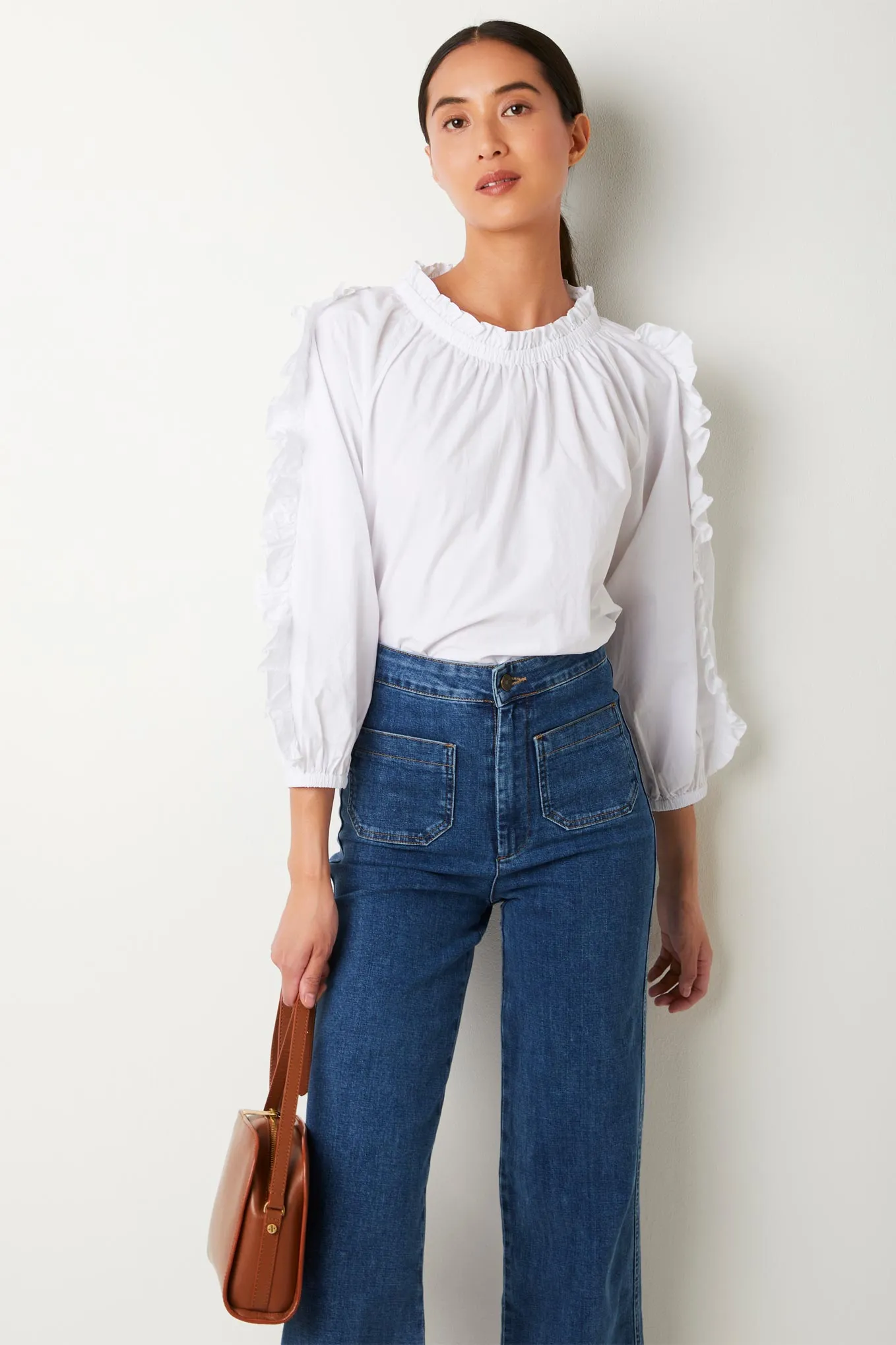 Rae Ruffle Sleeve Top - White