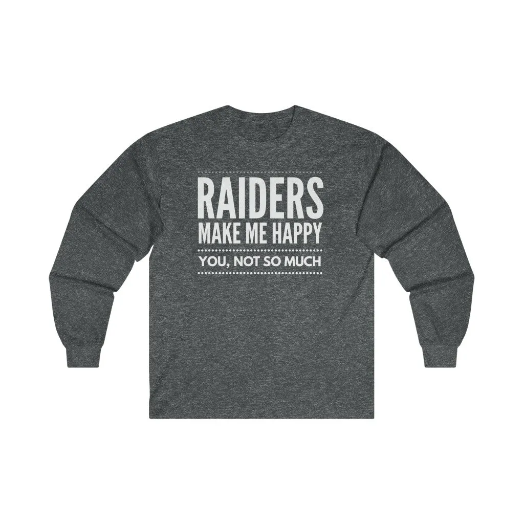 Raiders Make Me Happy Long Sleeve Black T-Shirt Gift