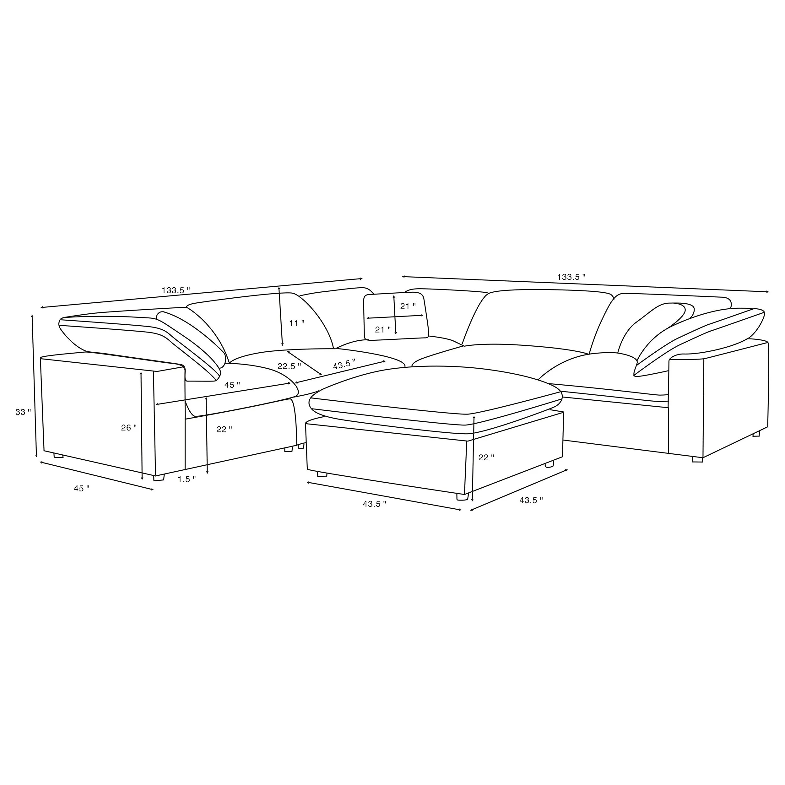 Raleigh 6-piece Boucle Upholstered Modular Sectional Ivory