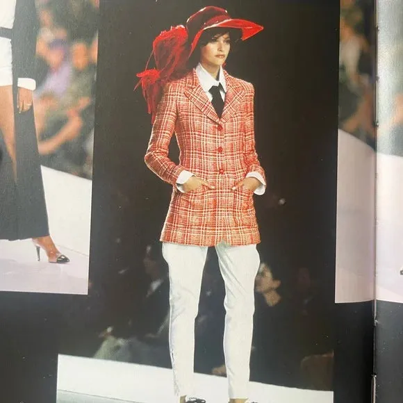 Red and Cream 1997 RTW Spring Plaid Wool Jacket