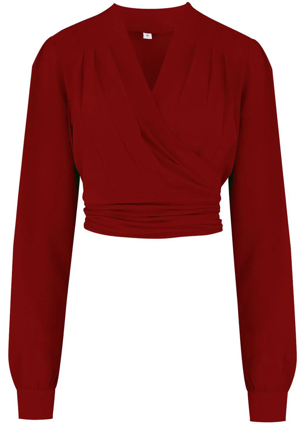 Rock N Romance Darla Long Sleeve 40's Wrap Blouse Wine