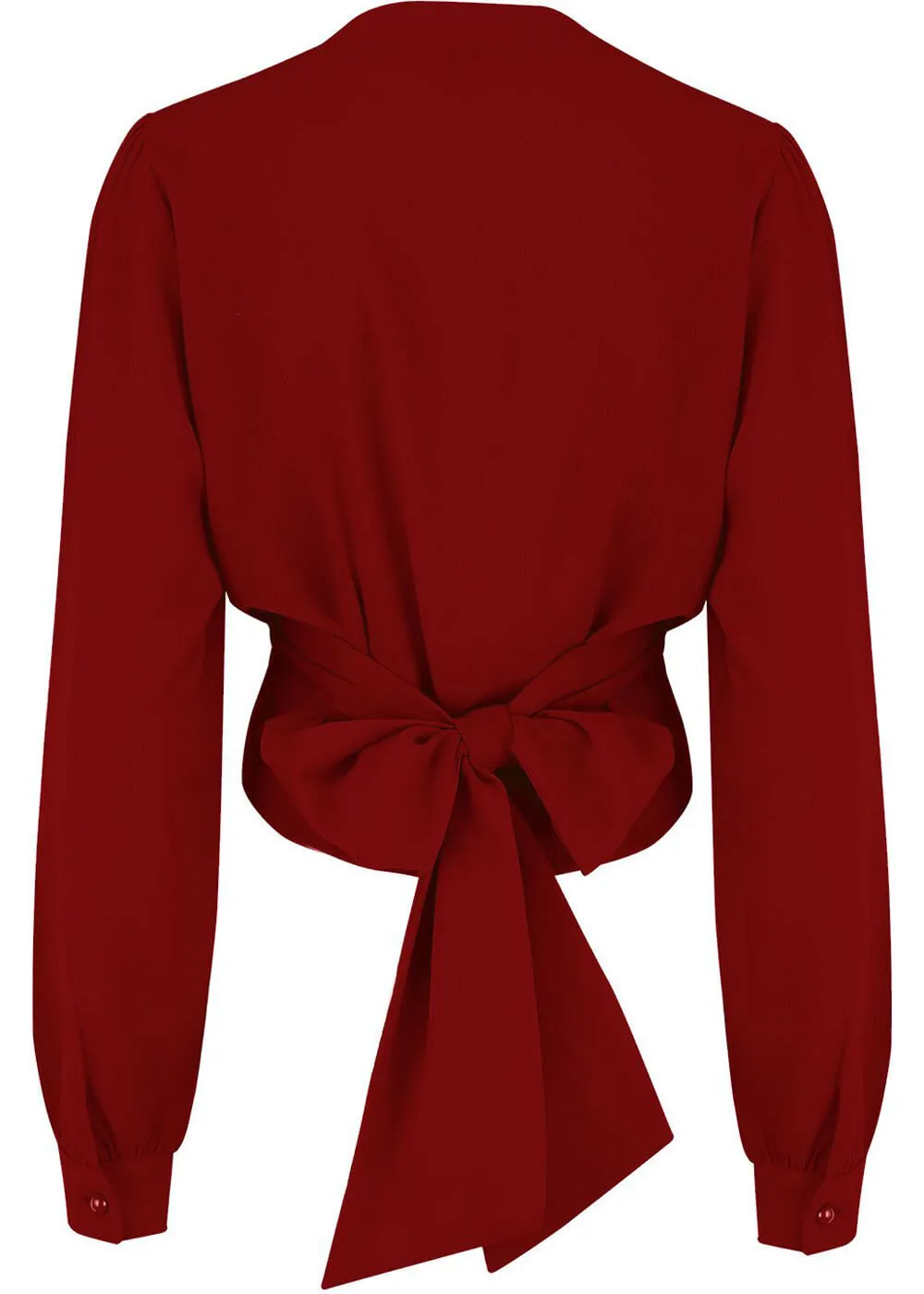 Rock N Romance Darla Long Sleeve 40's Wrap Blouse Wine