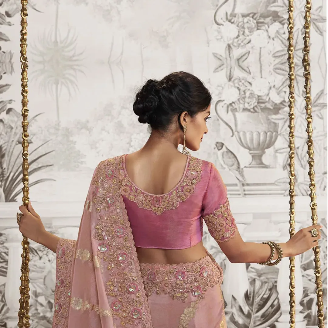 Rose Radiance Zardozi Sequinned Saree