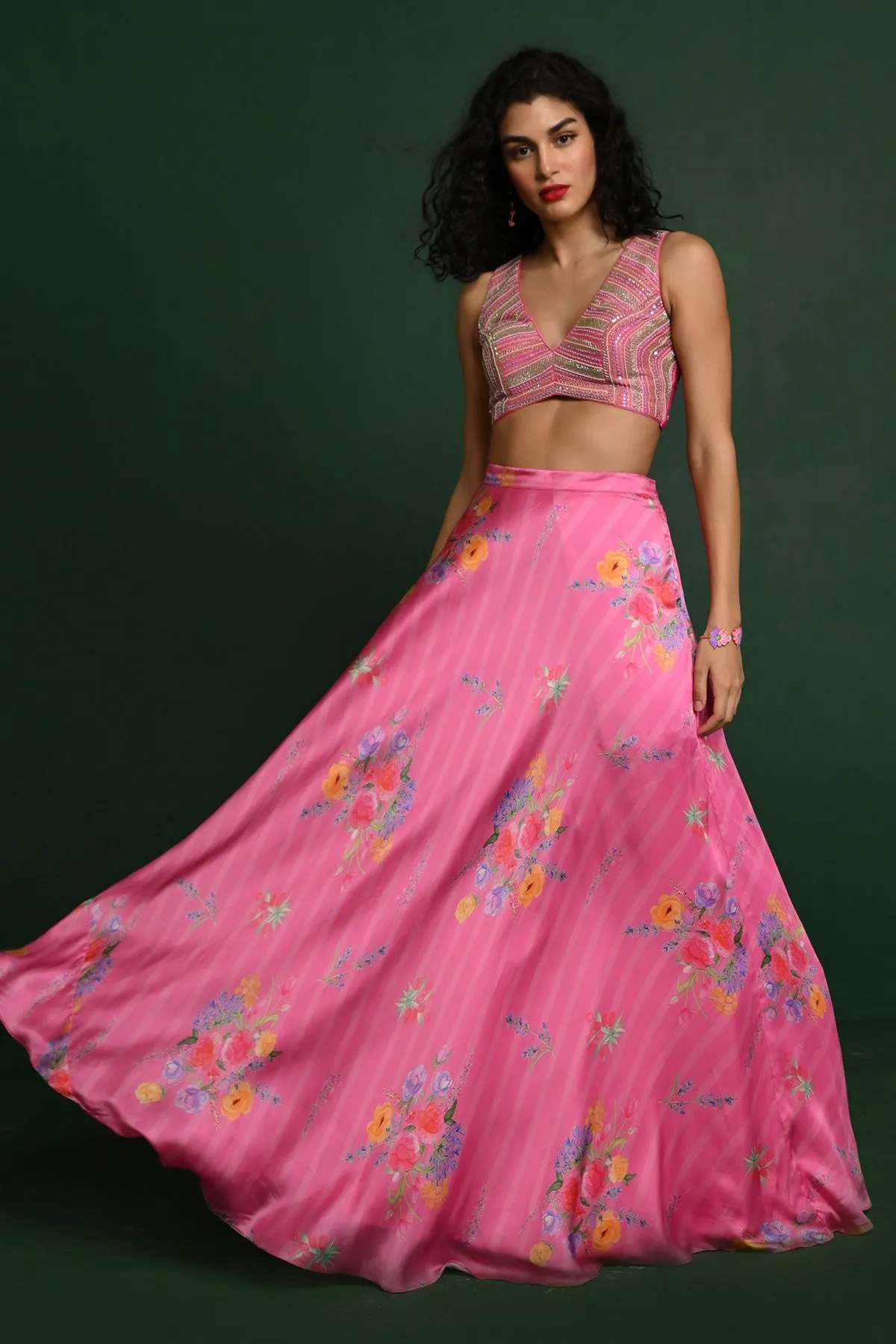 ROSETTA SATIN SEMI CIRCLE SKIRT