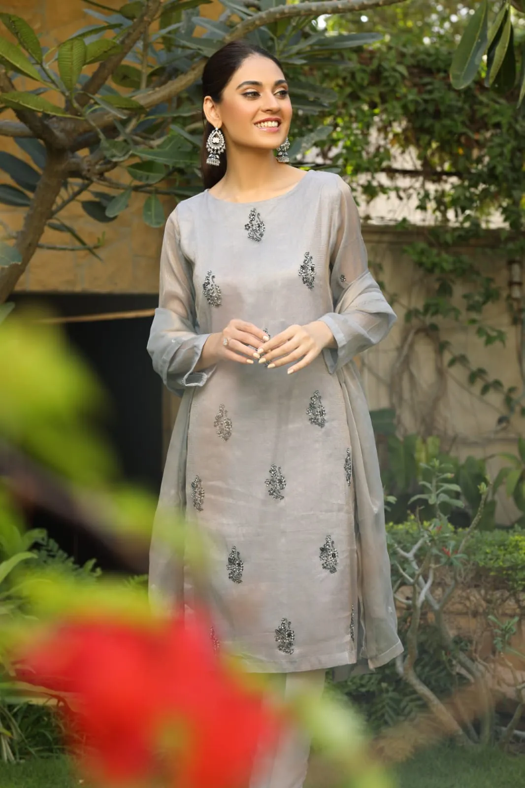 Sabina Hand Embellished shirt with pants & dupatta 3-Piece Stitched