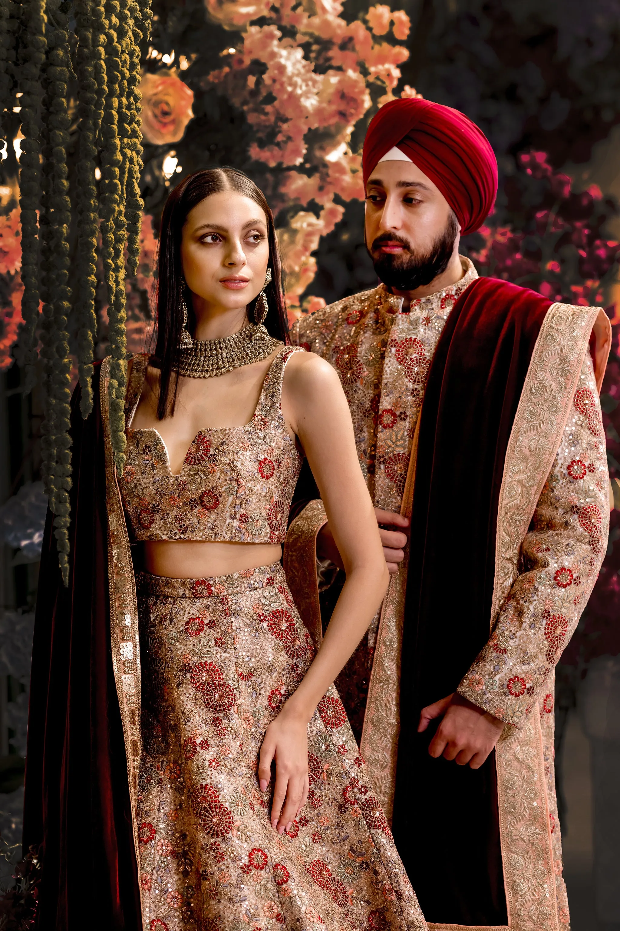 SAGA Burgundy Red Silk Velvet Groom Stole