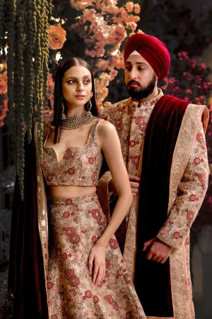 SAGA Burgundy Red Silk Velvet Groom Stole