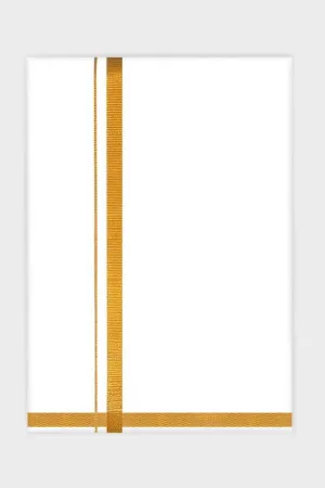 Sahara - White Single Layered Dhoti with Gold Jari Border  For Men | Uathayam