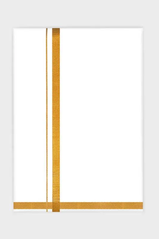 Sahara - White Single Layered Dhoti with Gold Jari Border  For Men | Uathayam
