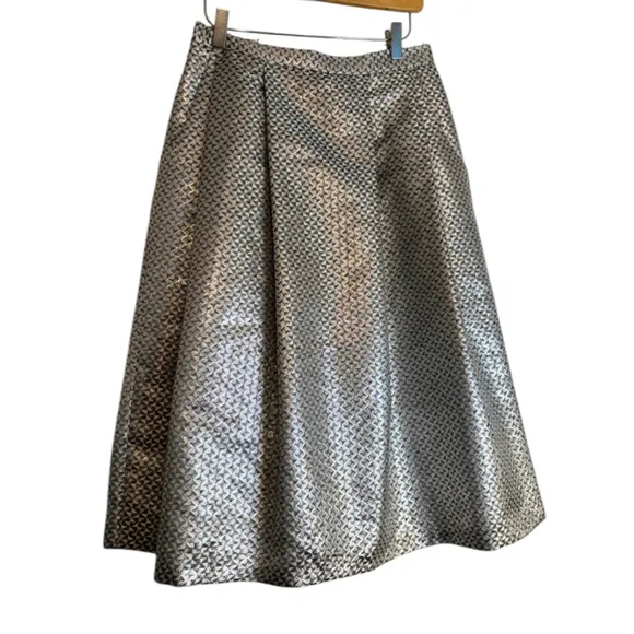 SANDRO FERRONE Metallic A-Line Midi Skirt With Pockets Women's Size 44