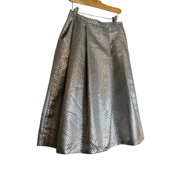 SANDRO FERRONE Metallic A-Line Midi Skirt With Pockets Women's Size 44