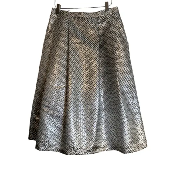 SANDRO FERRONE Metallic A-Line Midi Skirt With Pockets Women's Size 44